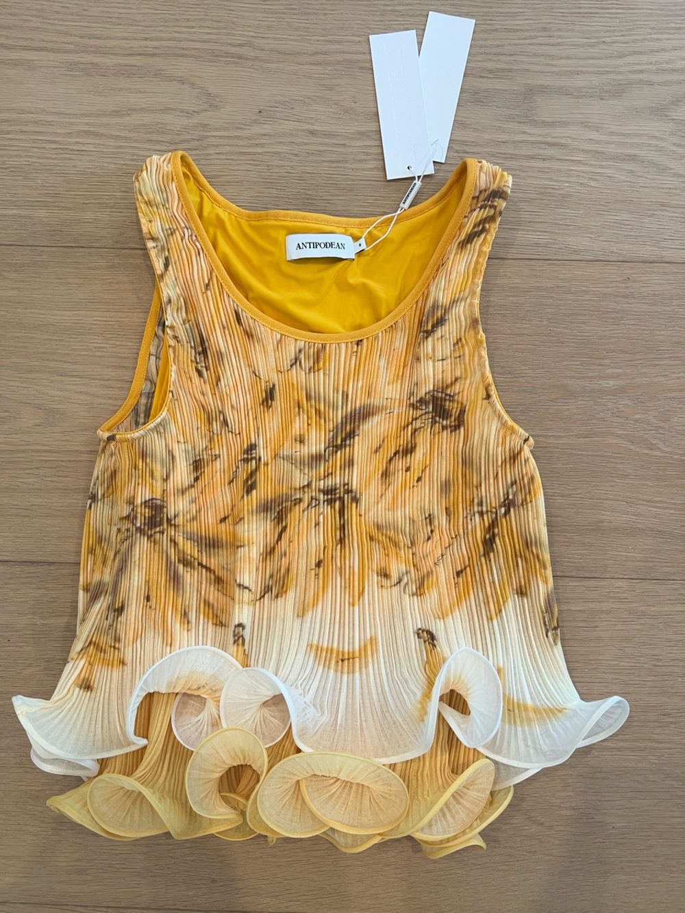 Antipodean Yellow Tie-Dye Ribbed Tank Top